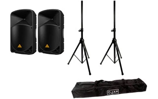 2x Behringer B115D + Pareja de trípodes con funda