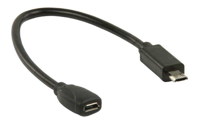 Cable adaptador MHL, USB 11-pines Micro B macho - USB 5-pines Micro B hembra, 0,20 m, negro