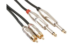 Cable audio profesional, 2 x RCA Macho a 2 x Jack Mono 6.35mm 5m