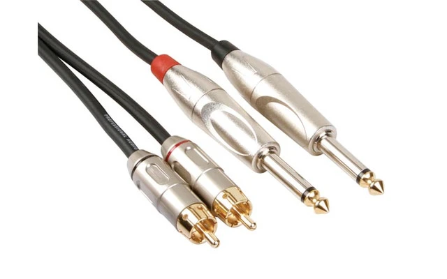 Cable audio profesional, 2 x RCA Macho a 2 x Jack Mono 6.35mm 5m