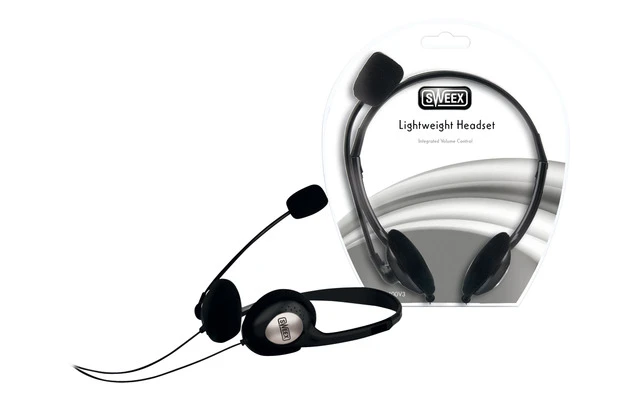 Auriculares ligeros Sweex con micrófono, color negro/plata