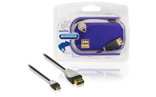 USB 2.0 OTG Micro cable USB A female - USB Micro B male 0.2 m Black