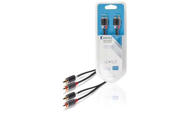 Cable de audio estéreo 2x RCA macho - 2x macho, 2,00 m en gris - König KNA24200E20
