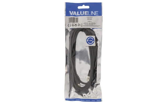 Cable USB 2.0: USB A macho - Micro USB B macho de 2,00 m en color negro 