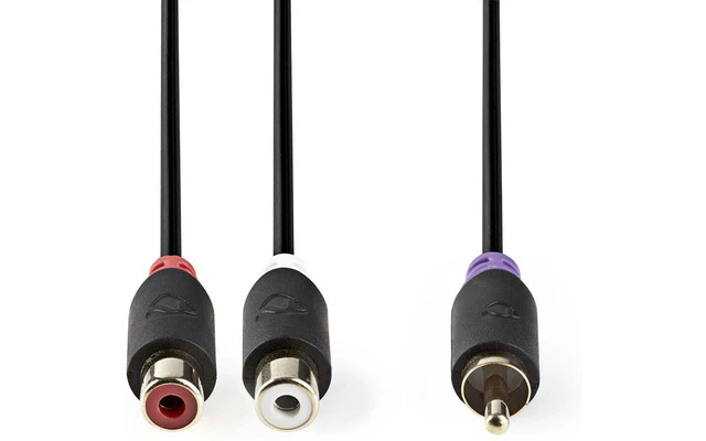Cable para subwoofer - RCA Macho - 2x RCA Hembra - 0,2 m - Antracita