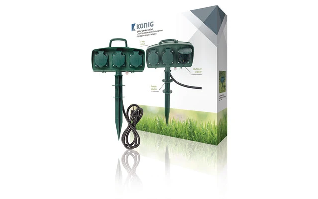 Regleta de 3 Tomas de 1,5 m Verde - 3x Schuko - König EC-GS02