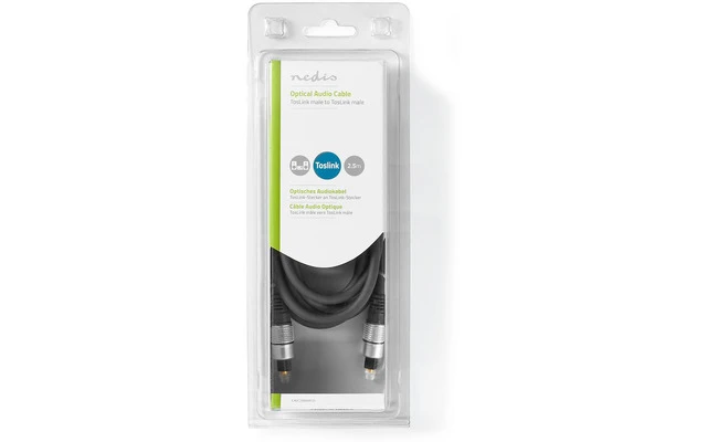 Cable de Audio Óptico - Macho TosLink Macho - Macho TosLink - 2,50 m - Gris Antracita