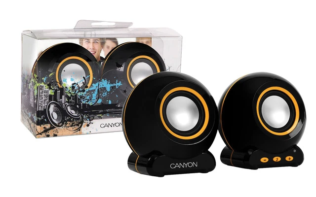 Set de altavoces USB 2.0 en color negro/naranja