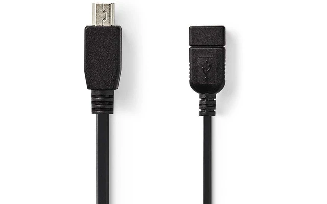 Cable Adaptador USB 2.0 - Mini de 5 Pines Macho - A Hembra - 0,2 m - Negro - Nedis CCGP60315BK02