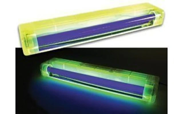 Luz negra con soporte amarillo transparente