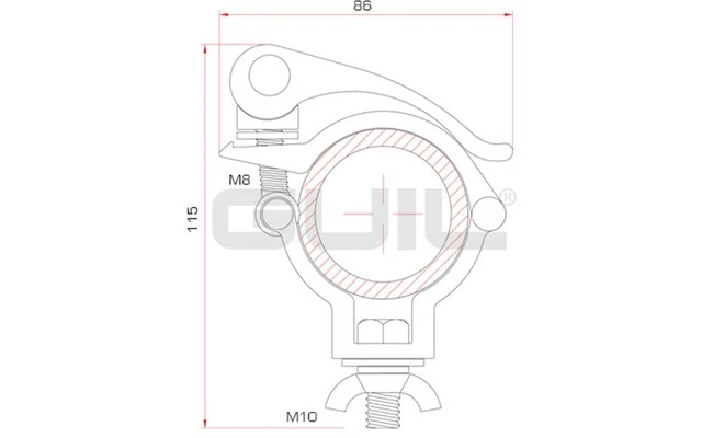 Guil ABZ-31 Abrazadera de aluminio con macho macizo de aluminio Ø 45 mm.