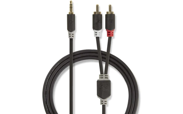 Cable de Audio Estéreo - Macho de 3,5 mm - 2x RCA Macho - 1,0 m - Antracita