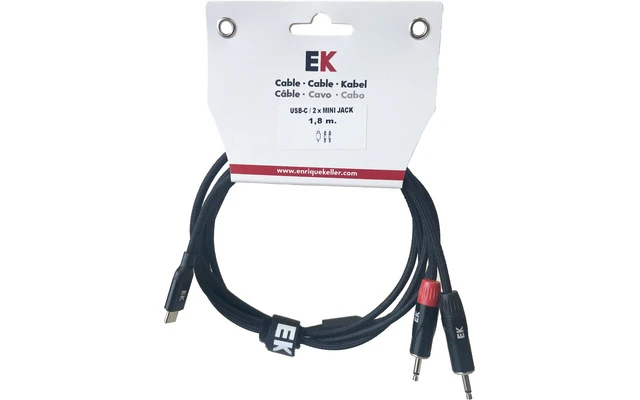EK Audio Cable USB-C a Minijack Macho x2 Mono 1,8 m