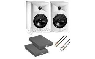 (2x) JBL LSR 305 Blancos + Cables + Base