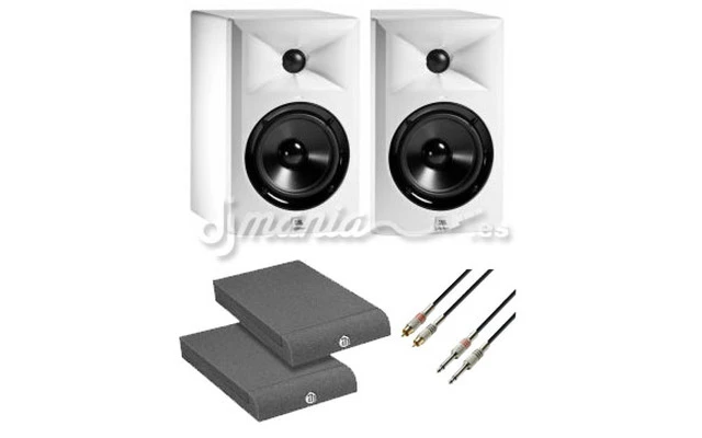 (2x) JBL LSR 305 Blancos + Cables + Base