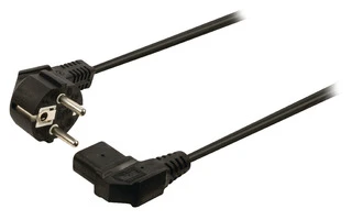 Cable de alimentación enchufe Schuko macho en ángulo - IEC-320-C13 en ángulo de 3.00 m en codo