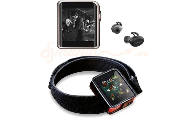 Shanling M0 con funda deportiva + Pioneer SE-E8TW Lima Bluetooth - Reproductor MP3 para deporte