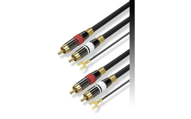 Cable 2 x RCA Macho a 2 x RCA Macho dorados + remote / blindados 2.5M