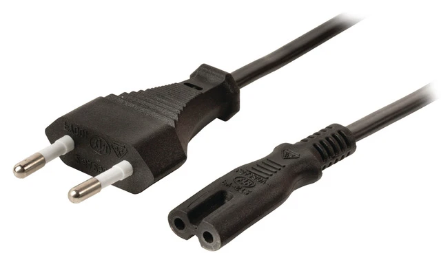 Cable de alimentación de conector Euro macho - IEC-320-C7 de 3.00 m en color negro