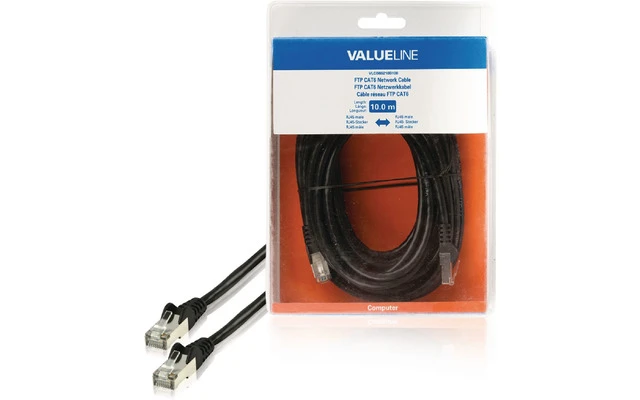 Cable de red FTP CAT6, RJ45 macho – RJ45 macho, 10,0 m, negro