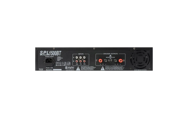 SkyTec SPL 1500BTMP3 Amplificador con LEDs Rojo + EQ Negro