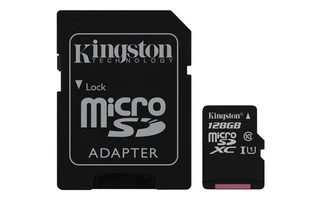 Kingston SDC10G2/128GB - Tarjeta microSD de 128GB (clase 10 UHS-I 45MB/s) con adaptador SD