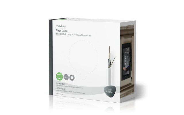 Cable Coaxial - Coaxial 9 (KOKA 799) - 50,0 m - Caja de Regalo - Blanco - Nedis CSBG4015WT500