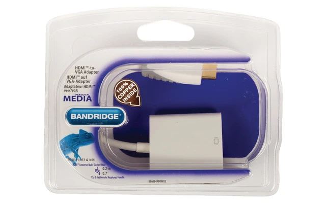 Adaptador HDMI a VGA, conector HDMI - VGA hembra, 0,2 m blanco - Bandridge BBM34900W02