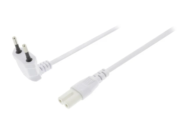 Cable de Alimentación Europeo en Ángulo Macho - IEC-320-C7 de 3,00 m Blanco - Valueline VLEP1105