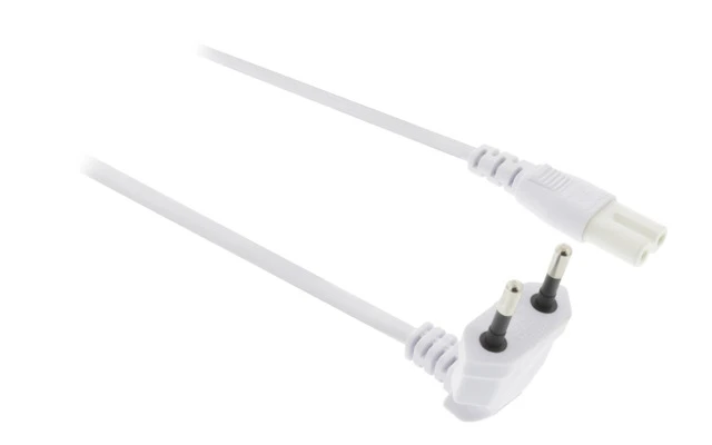 Cable de Alimentación Europeo en Ángulo Macho - IEC-320-C7 de 3,00 m Blanco - Valueline VLEP1105