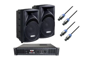 Pack: Etapa 500w + 2 Altavoces 8" y cables speakon
