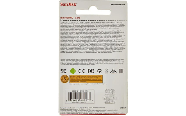 SanDisk microSD Card 16 GB , Clase IV