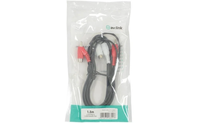 Cable 2 RCA Macho - 2 RCA Macho/ Hembra 1.8 metros