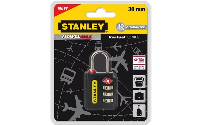 STANLEY - CANDADO DE EQUIPAJE - ZINC - 30 mm - 3 DÍGITOS - COLOR NEGRO