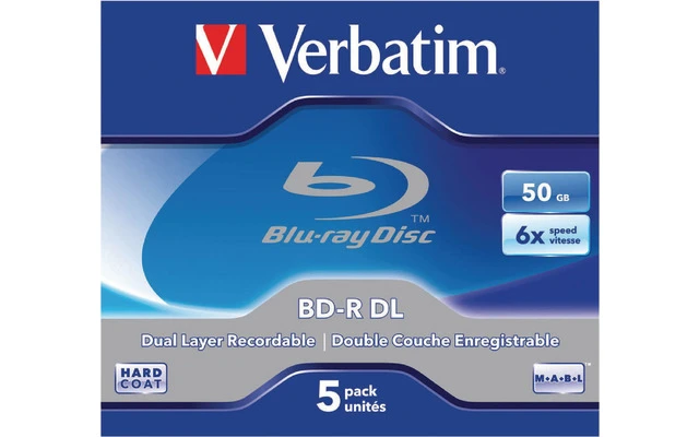 Verbatim 43748 BD-R DL 50GB 6x 5 Pack Jewel Case