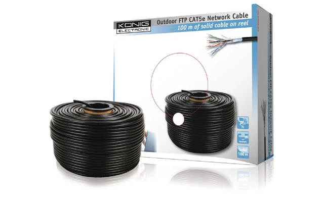Cable FTP CAT5e en bobina de 100 m para uso en exterior