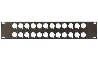 Panel frontal para Rack 19", 24 agujeros para conectores XLR, 2U, espesor 1.2mm, negro