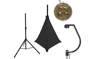 EUROLITE Set Bola de espejos 30cm dorada con soporte y funda trípode negra