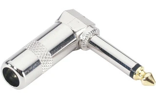 Conector aéreo acodado Jack 6,3 mm mono plata