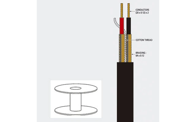 CABLE MICROFONO 2 CONDUCTORES + MALLA D.6mm 100M