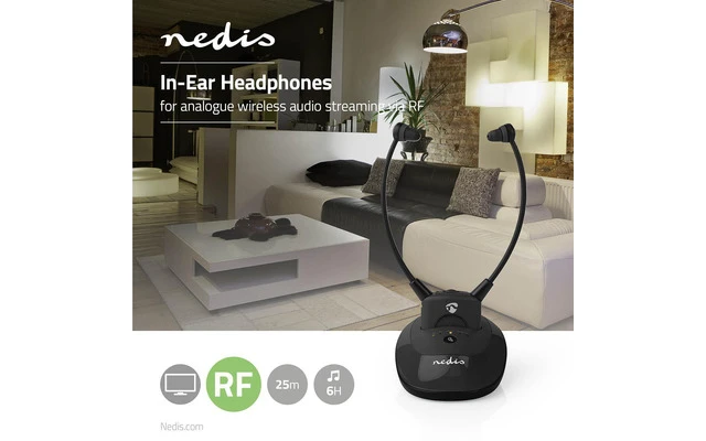 Auriculares Inalámbricos - Radiofrecuencia (RF) - Intrauditivos - Base de Carga - Gris Antracita