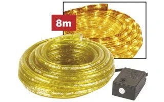 Manguera luminosa - 2 canales - 8 m - amarilla + conector impermeable