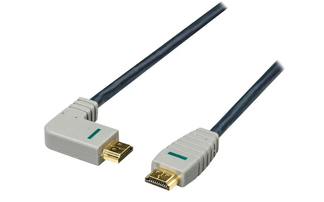 Imagenes de Cable HDMI con Ethernet de alta velocidad conector HDMI - conector HDMI (angulo) 2.0 m en azul