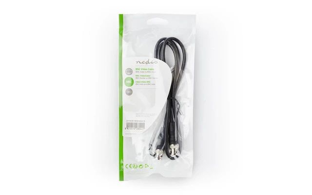Cable de Vídeo BNC - BNC Macho - BNC Macho - 1,0 m - Negro - Nedis CVGP01000BK10