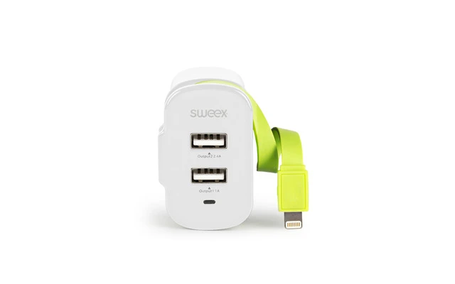 Cargador de Pared 3-Salidas 3 A 2 x USB / Apple Lightning Blanco/Verde - Sweex CH-028WH