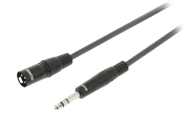 Cable XLR Estéreo Macho de 3 Pines - Macho de 6,35 mm y 1,5 m Gris Oscuro - Sweex SWOP15100E15