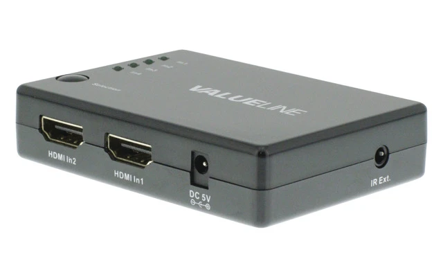 Conmutador manual HDMI de 4 puertos con 4 entradas HDMI y salida HDMI en color negro