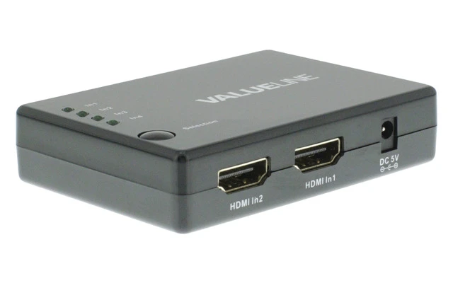 Conmutador manual HDMI de 4 puertos con 4 entradas HDMI y salida HDMI en color negro