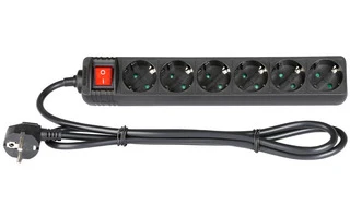 Base de enchufes de 6 tomas con interruptor
