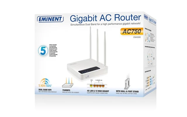 Eminent Enrutador GigaBit de doble banda 750 Mbps 3 antenas